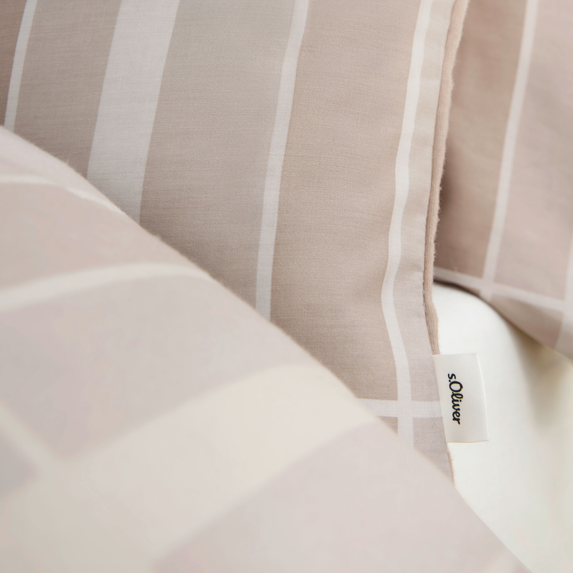 Kissen, Beige, streifen, weiche Stoffe, Kissenbezug