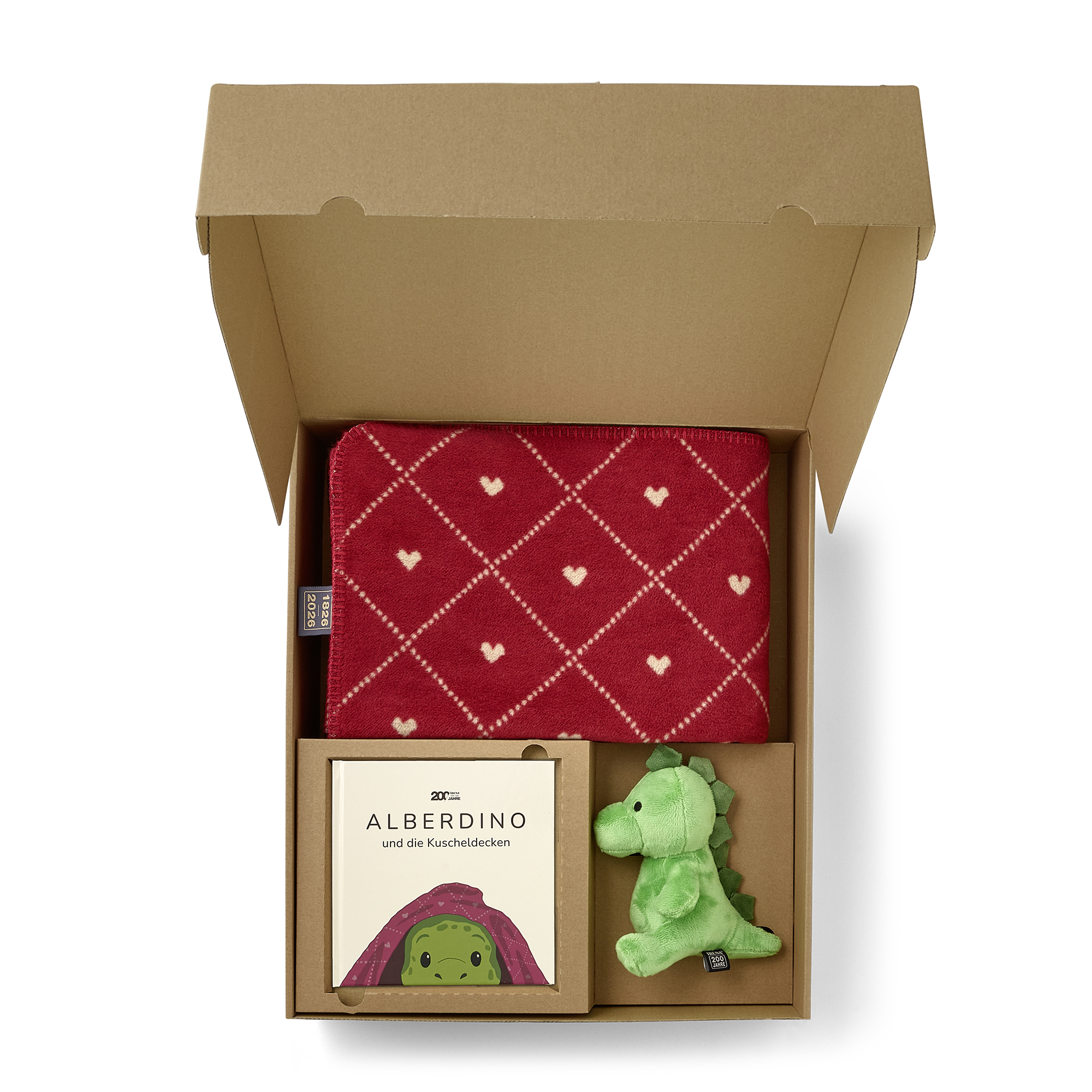 box, rote decke, herz-muster,  kinds geschenk, Plüsch-Dinosaurier, Decke, rot, Herzmuster, Plüschtier, Geschenkset, Decke, rot, Diamantmuster, Herzchen, Boxenset, Geschenkbox, roter Deckenstoff, gewebte Decke, Dinosaurier-Plüsch, Kartonbox