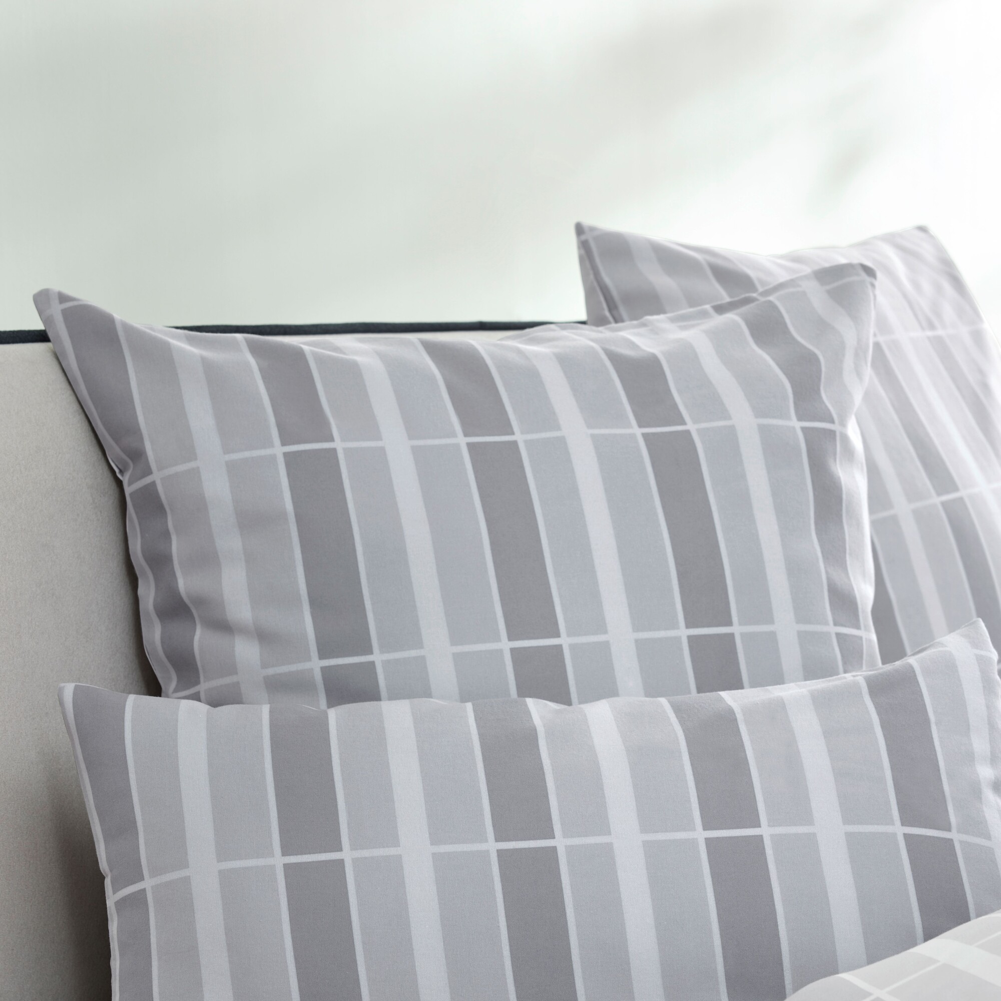 Kissen, Kissenbezug, Grau, Gittermuster, Wohnaccessoire