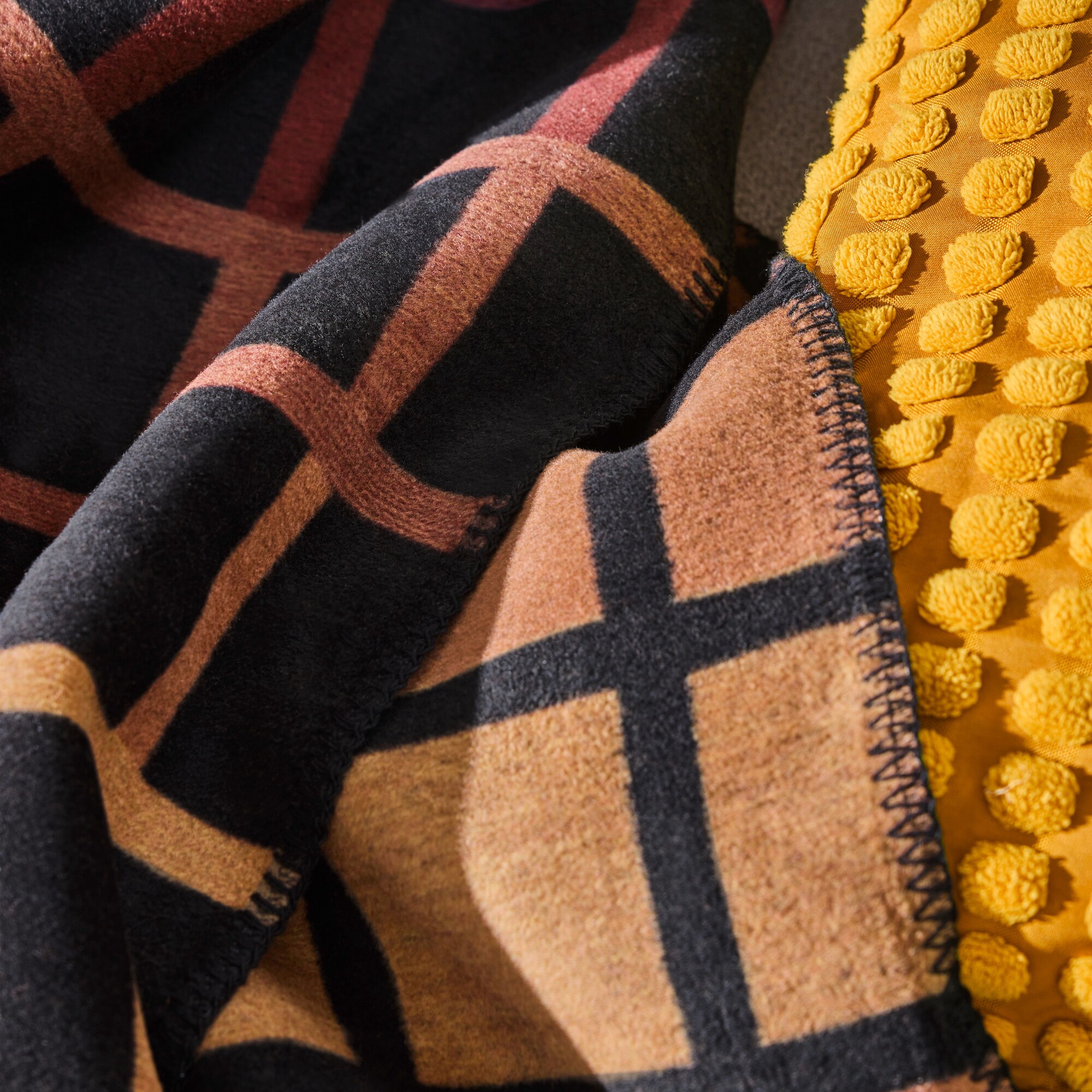 Decke, Plaid, Wolle, mehrfarbig, Fransen