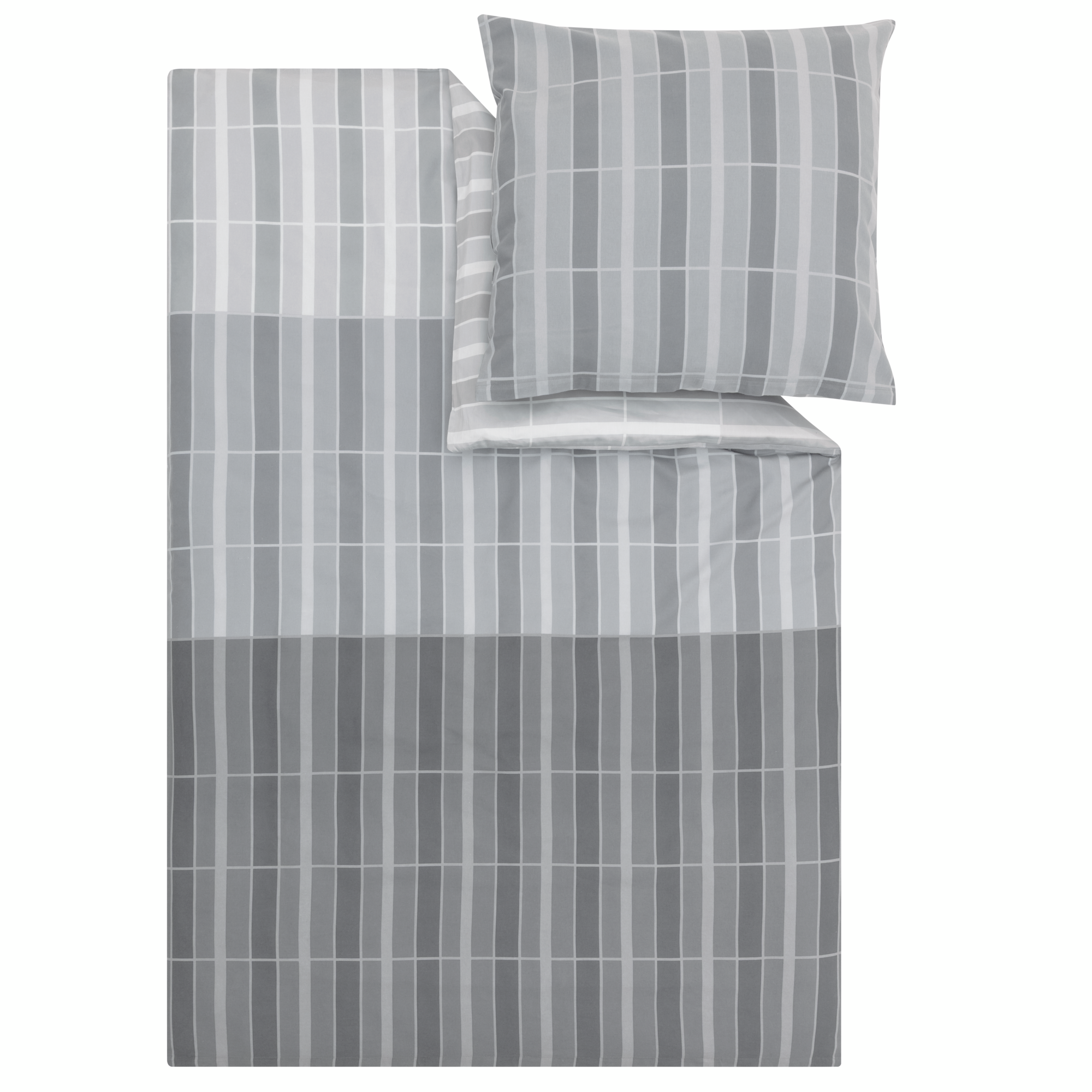 Bettwäsche-Set, Bettbezug-Set, Kissenbezug, Gittermuster, Grau