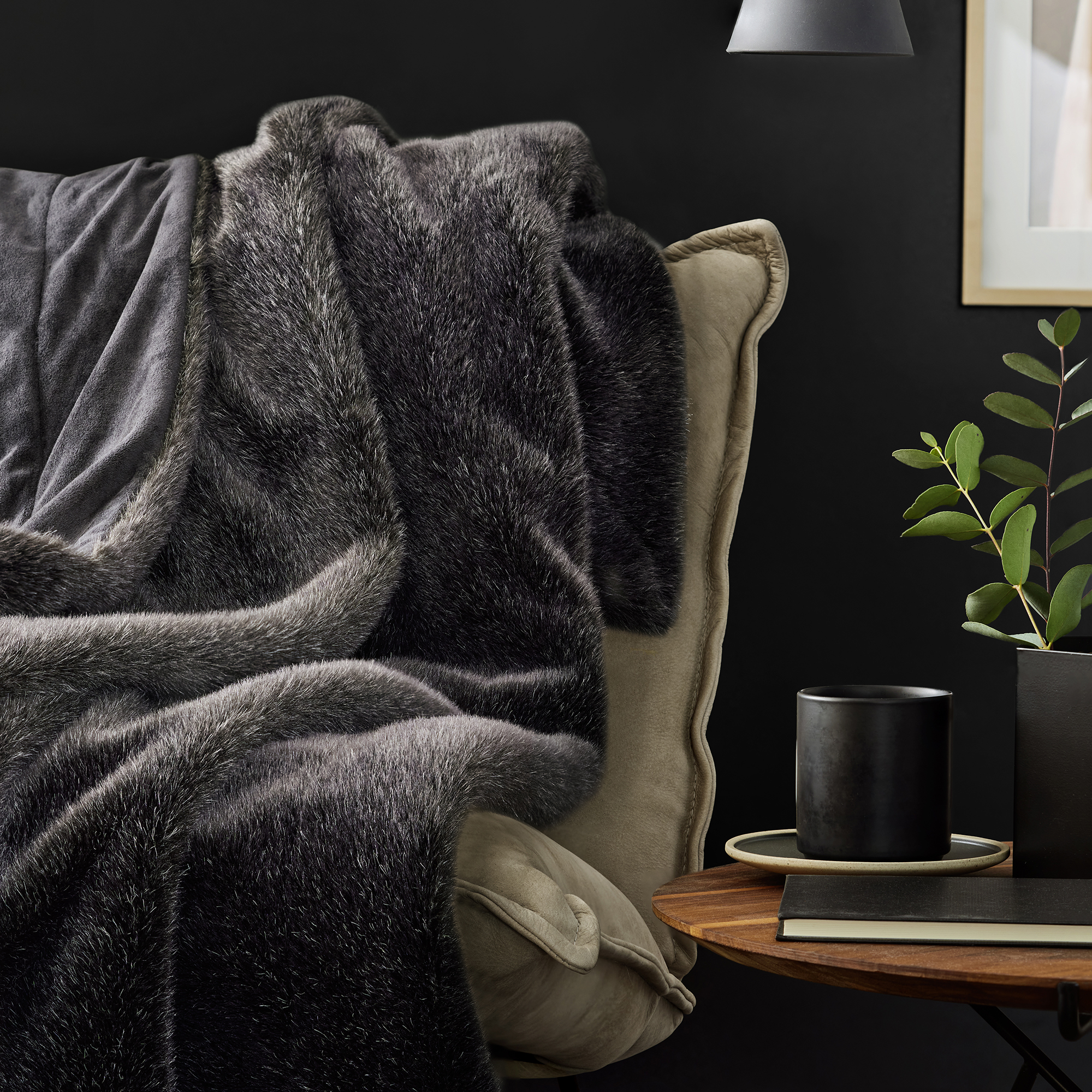 Fellimitat, Decke, Wurfdecke, Grau, Wohnzimmereinrichtung,  Fell mantle?, Decke, Pelzdecke, Überwurf, Sofa-Decke