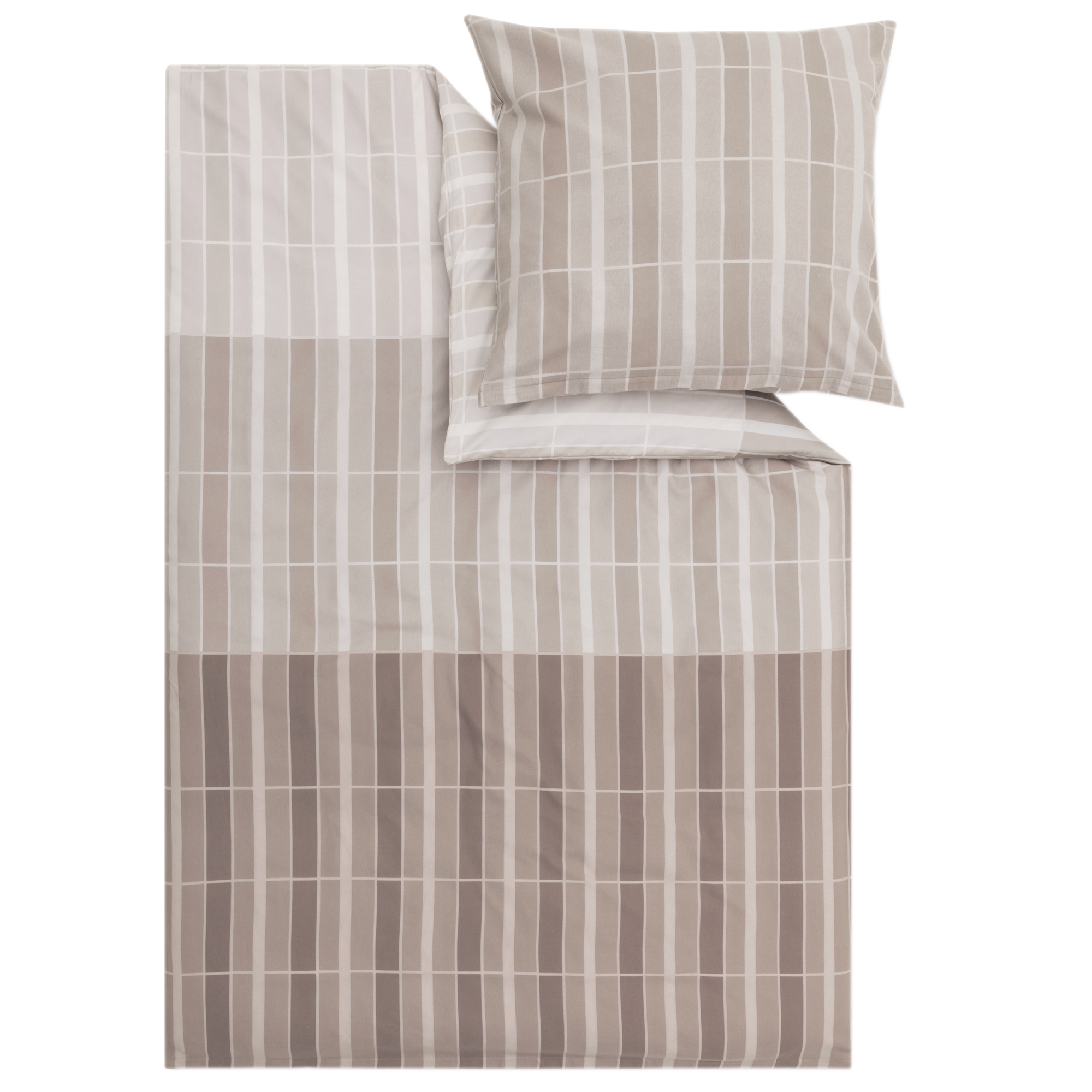 Bettwäsche, Bettbezug, Kissenbezug, Gittermuster, Beige