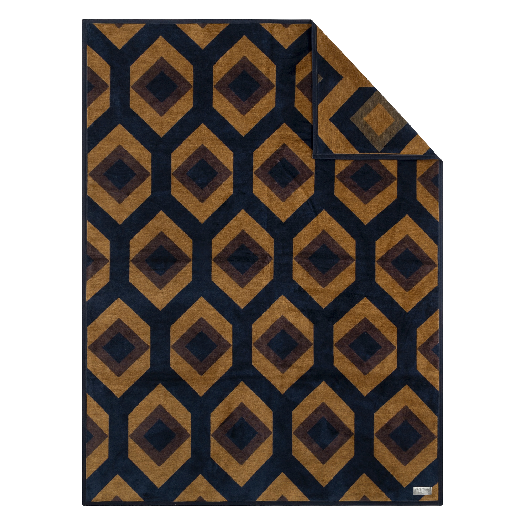 teppich, muster, geometrik, marineblau, gold