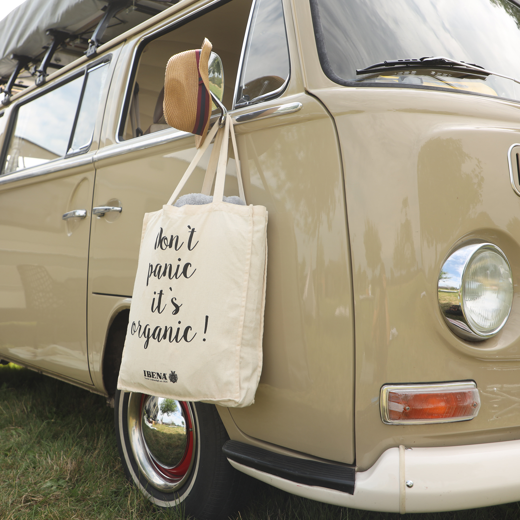 IBENA Baumwolltasche "Don't panic - it's organic" GOTS